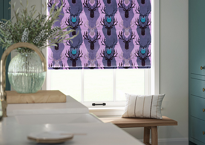 Bold Stags Velvet, Purple - Roman Blind - Image 5